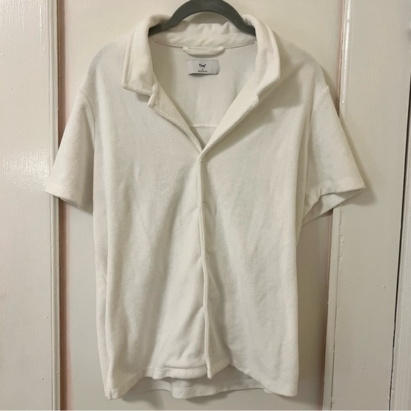 TNA Tops - ARITZIA TNA Newcastle terry cloth short sleeve shirt button up v neck blouse top